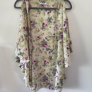Floral kimono with open shoulders coverup